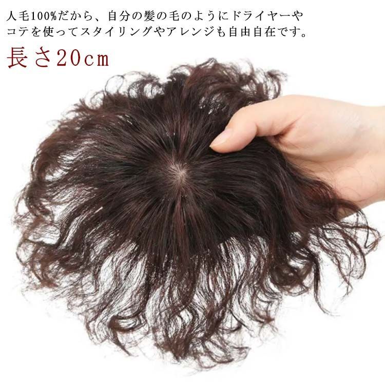 ウィッグ 部分ウィッグ 人毛100％ 長さ20cm 白髪隠し 送料無料 ヘアピース 薄毛対策 トップカバー 滑り止め トップ ピース トップ カバー  ウイッグ 白髪かくし ボリューム アップ ミセス#wxn07238 - メルカリ