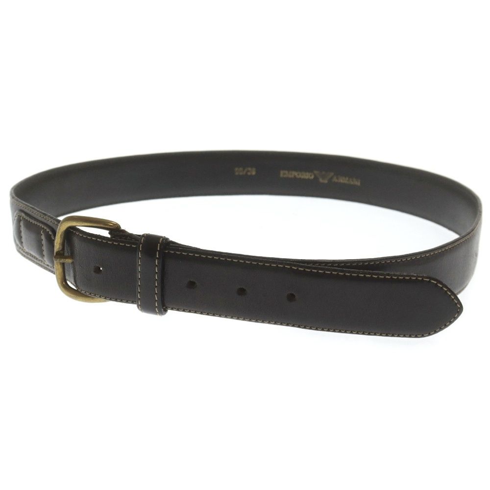 EMPORIO ARMANI (エンポリオアルマーニ) ロゴパッチ レザー ベルト ブラック
