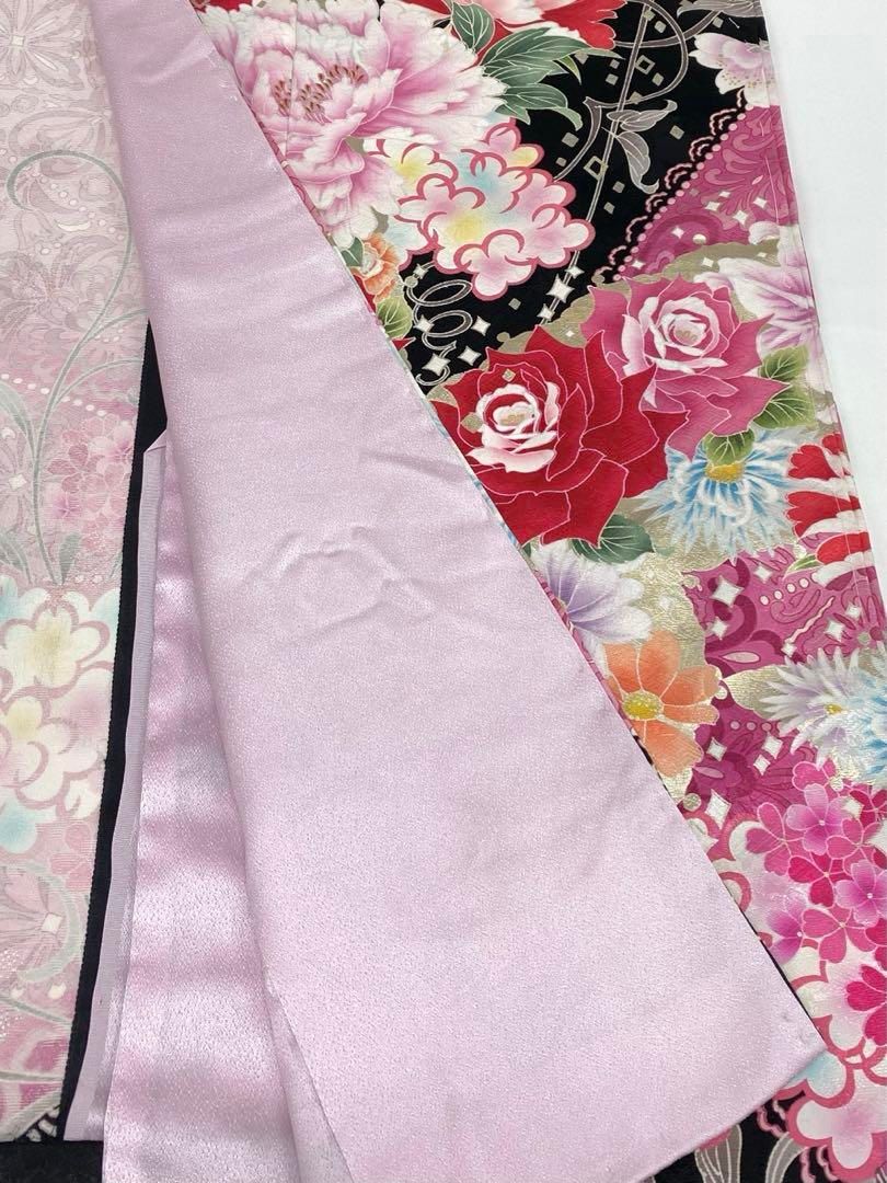 振袖 仮絵羽 金彩 紋意匠 牡丹 薔薇 正絹 未仕立て品 八掛付き MOK618 振袖 仮絵羽 金彩 紋意匠 牡丹 薔薇 正絹 未仕立て品 八掛付き MOK618