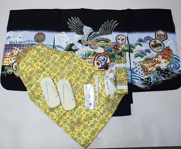 七五三 子供用 着物 鷹 黒 男の子 袴セット 七五三 着物 男の子