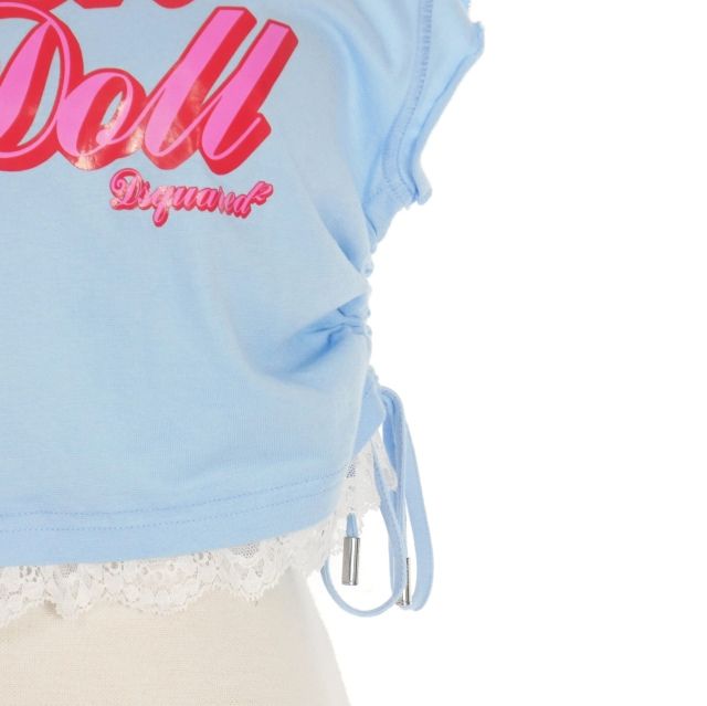  ディースクエアード 23 AW Mini Fit Tee ノースリーブ プリント Tシャツ カットソー S ライトブルー 水色 正規 その他 トップス