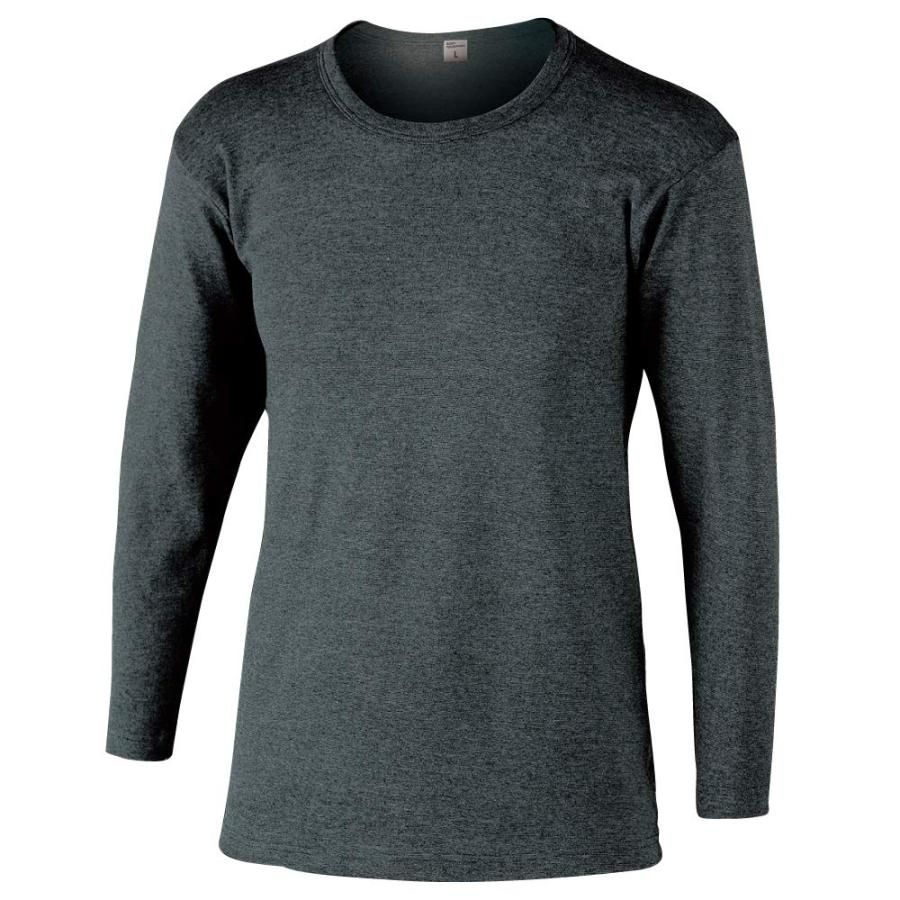 おたふく手袋 冬用インナー 長袖 丸首 発熱 保温 メンズ JW-169 モクグレー LL 5枚組