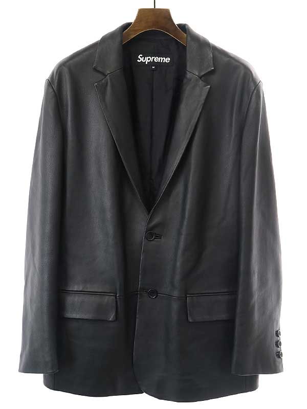 美品　Supreme 19SS Leather テーラードジャケット　黒　M2回着用綺麗な美used品です