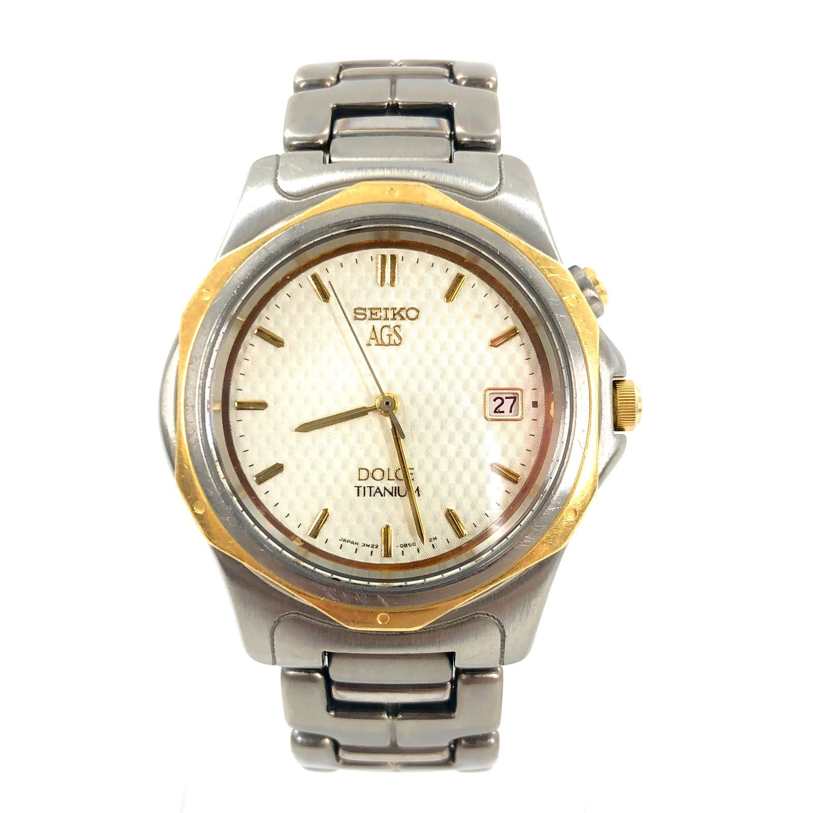SEIKO セイコー DOLCE ドルチェ チタン/18KT/AT 3M22-0A70 デイト 