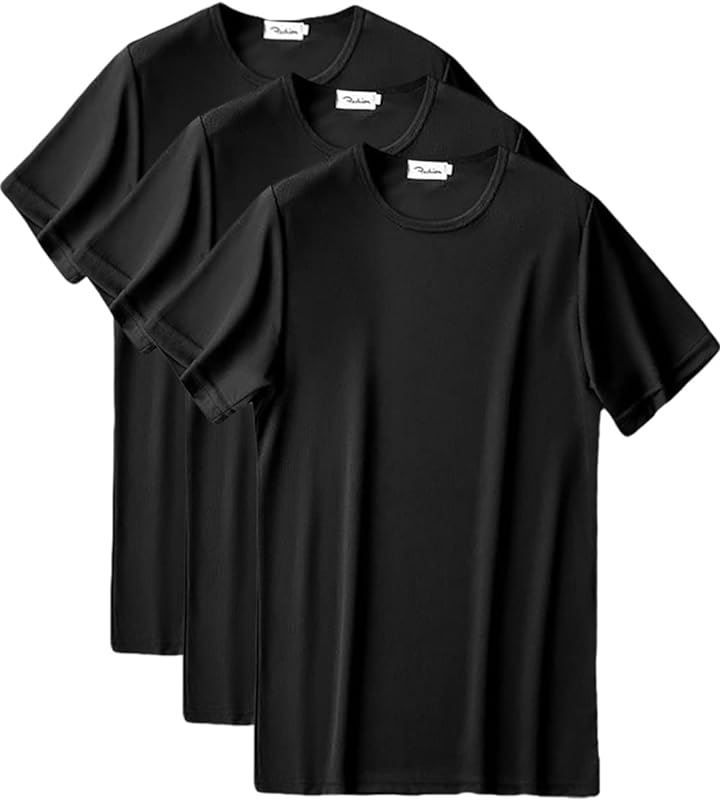 GANATA（ガナタ） インナーシャツ メンズ 半袖 メッシュ 3枚 下着 肌着( ブラック，  XL)