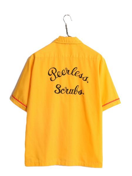 [Special coupons are being distributed!] 70s USA LANE MATE CHAIN STITCH EMBROIDERY SHORT SLEEVE BOWLING SHIRT ME/ USED CLOTHING 70S VINTAGE BOX WRINKLE RESISTANT YELLOW