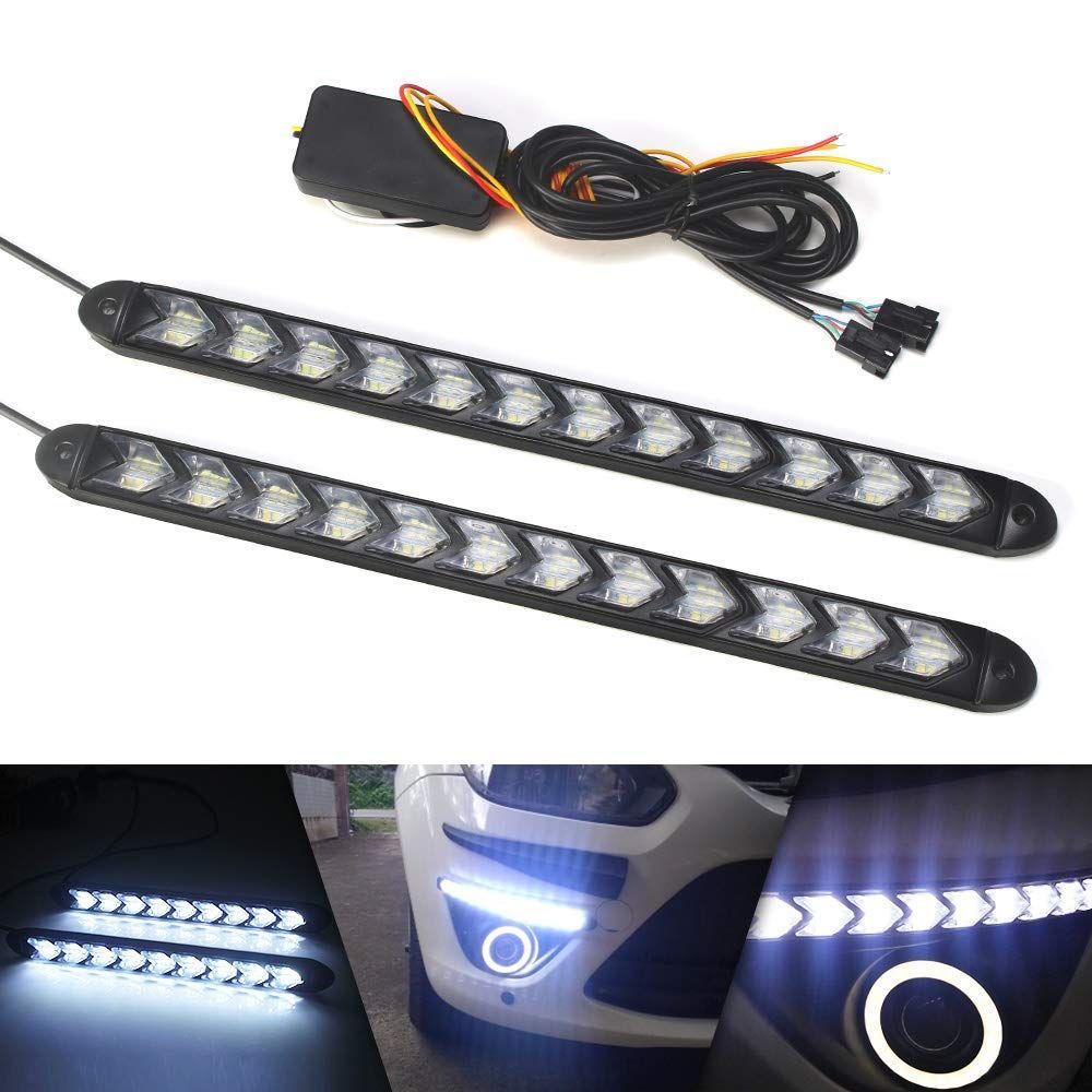 XINFOK LED テープライト 粒がみえない シリコン 簡単取付 2色発光 流れる シーケンシャル ウィンカー デイライト ツインカラー 2本  セット 流星 純正仕様 32cm 12V 車用 (32cm) - メルカリ