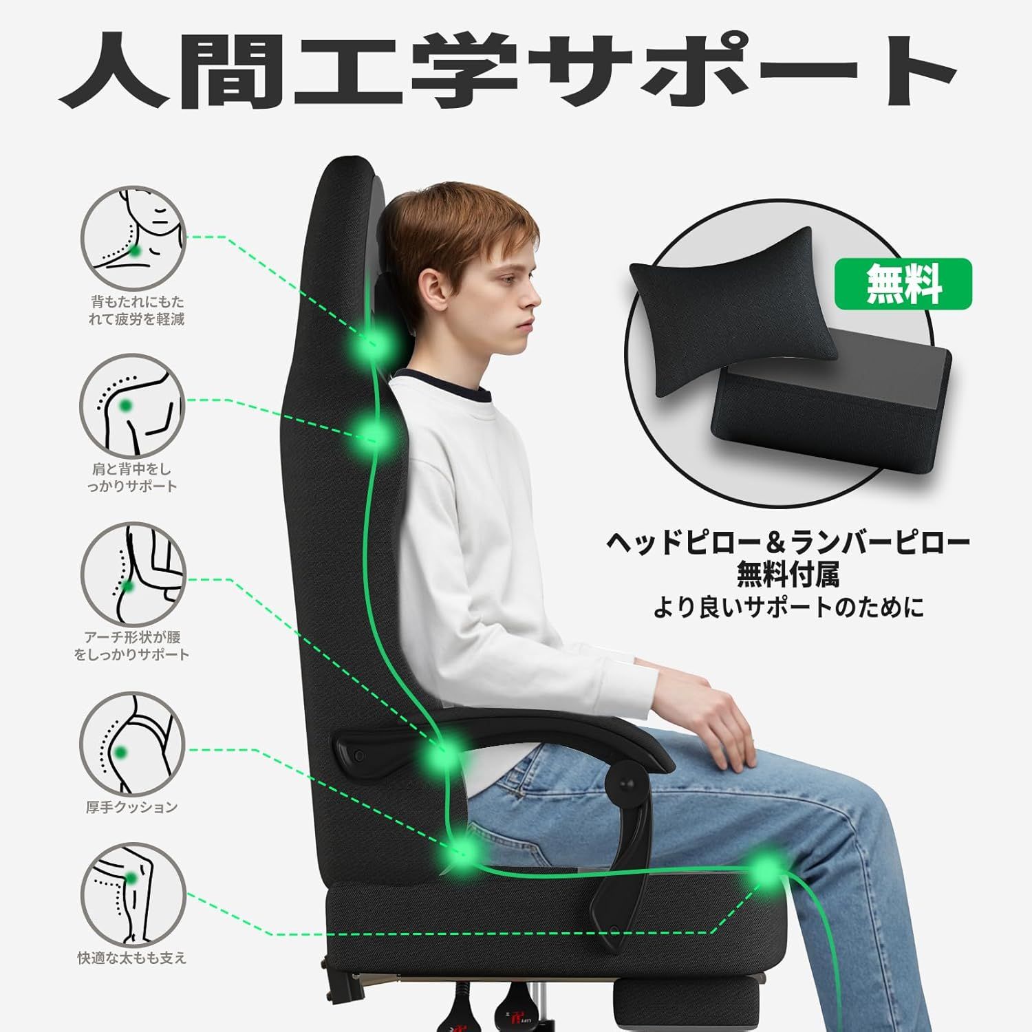 オフィスデスクチェア オフィスチェア、人間工学に基づいた快適なメッシュ拡張ヘッドレスト回転椅子ホームバックレストコンピューターチェ 並行輸入品 オフィスチェア メッシュ 椅子 テレワーク 疲れない デスクチェア 人間