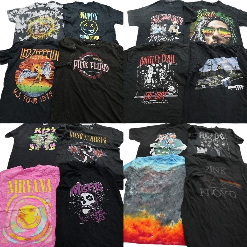 古着卸 音楽 バンド 半袖Tシャツ 16枚セット メンズ Ｍ アイスキューブ AC|DC ニルヴァーナ 古着 NA9120
