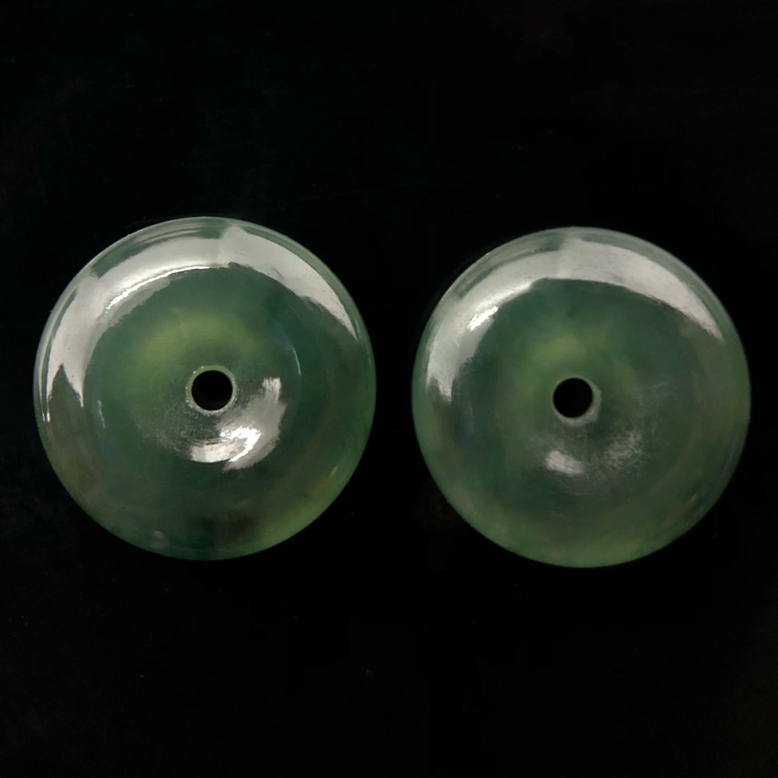 本翡翠 ミャンマー産 玉壁 (ペア for ピアス) 氷 3.25g 14.9mm