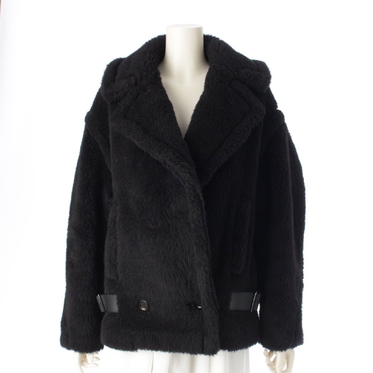 Max Mara - マックスマーラ RADICE テディベア ウール アルパカ バイカー ショート ジャケット コート アウター ブラック 40【中古】 マックスマーラ RADICE テディベア ウール アルパカ バイカー ショート
