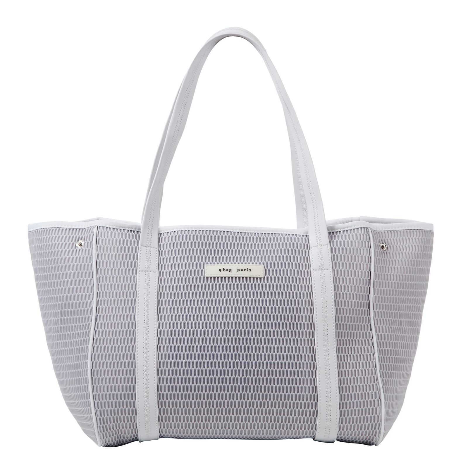 qbag paris ネスト M ジップ付き マザーズバッグ トートバッグ 大容量 大きめ 軽量 洗える カジュアル ビジネス 通勤 通学 a4 パソコン おしゃれ 透けない ファスナー付き グレージュビアンコ