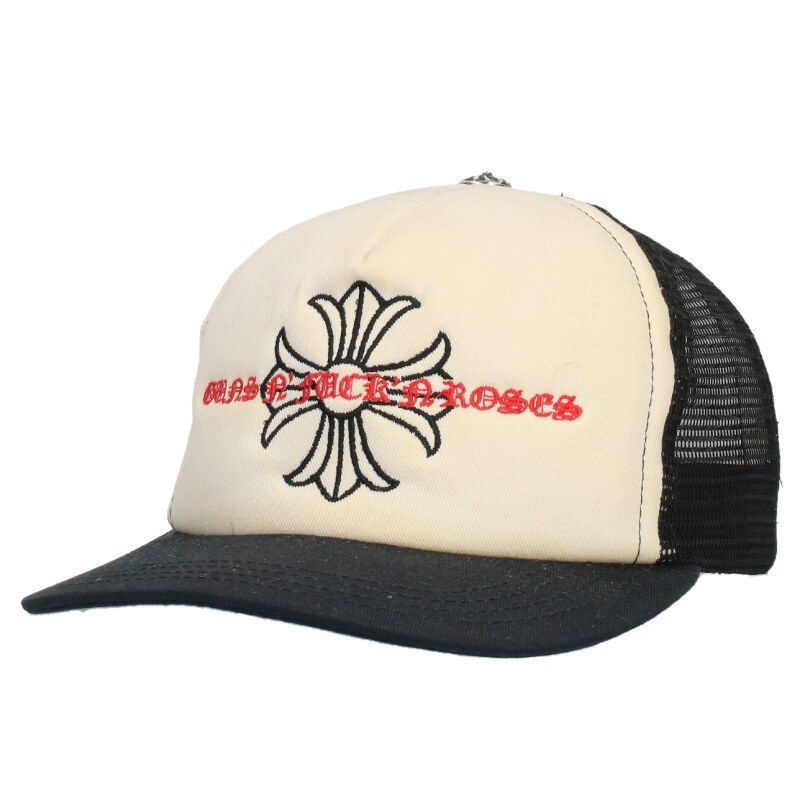 クロムハーツ TRUCKER CAP デニム刺繍クロスボールキャップ帽子 CHROME HEARTS クロムハーツ ダガー刺繍 トラッカーキャップ