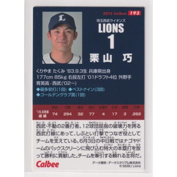 ２０１５プロ野球チップス第３弾 193 栗山 巧（西武） - メルカリ