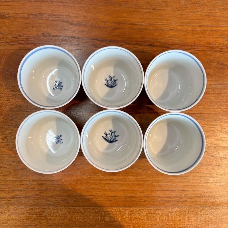 しん窯 青花 そば猪口 大 絵変わり6客セット 異人さん 蕎麦ちょこ 湯呑 小付 小鉢 湯飲み 南蛮人 有田焼 人気 CA1020-2