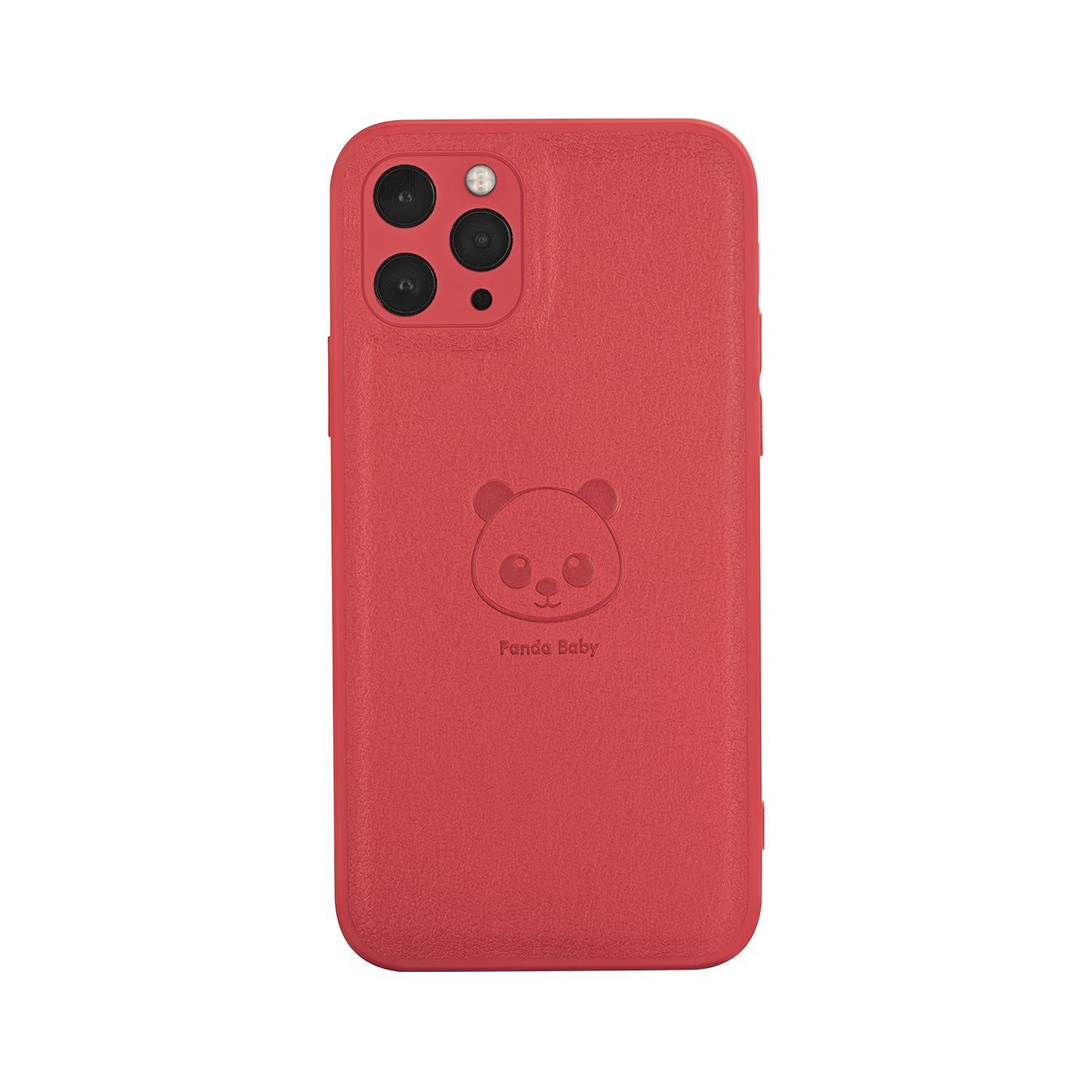 Panda Baby iPhone 11 Pro Max レザーケース 本革に近い質感 (レッド)