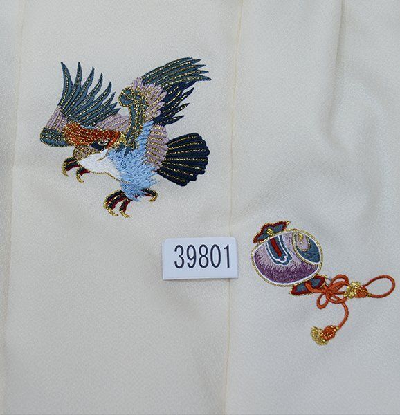 七五三 三歳 男児 被布着物セット 疋田鹿の子柄 被布に刺繍入り 緑×アイボリー 祝着 お仕立て無料 NO39801