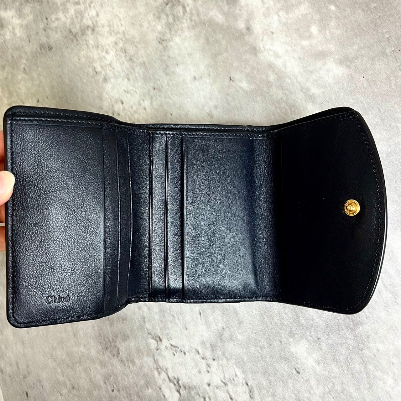 ✨良品✨ Chloe クロエ 三つ折り財布 Cロゴ クロコ型押し ゴールド金具 