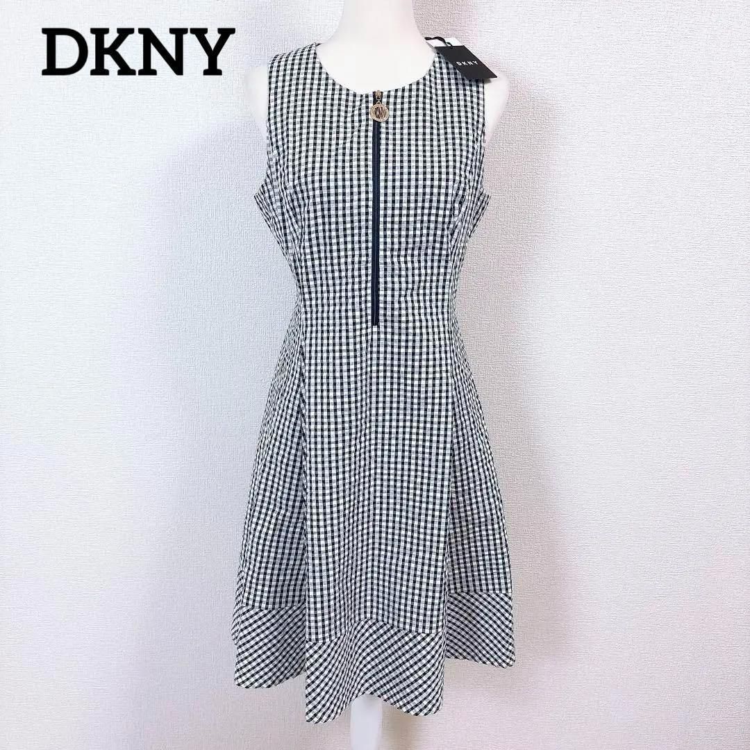 ♥タグ付き DKNY L シアサッカー フ ワンピース