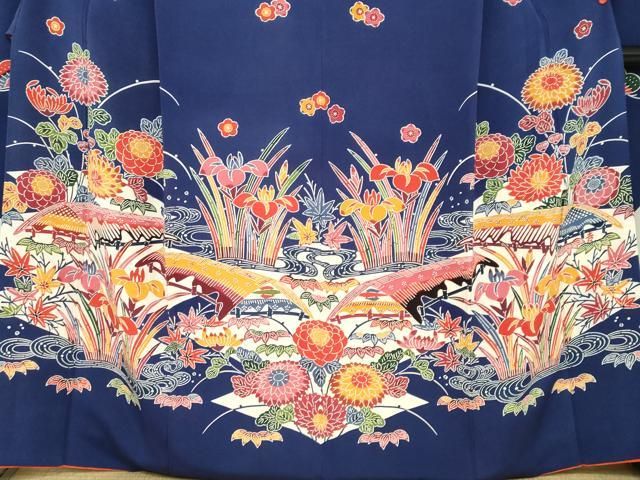 型染め 風景草花文