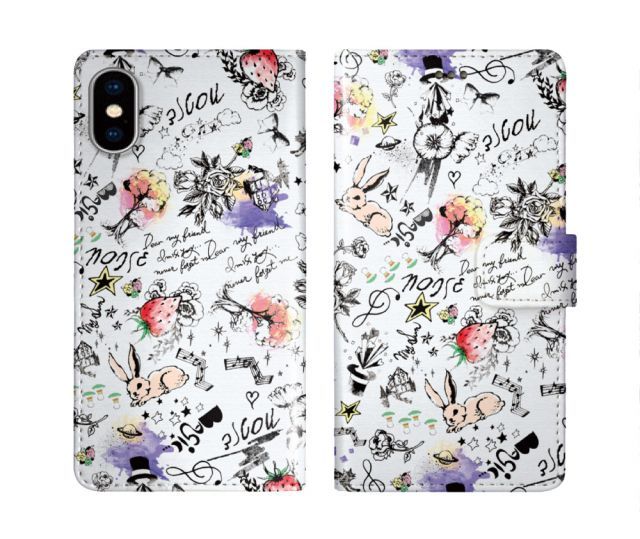 [AQUOS sense8 SH-54D/SHG11] iPhone16 ケース スカラー スマホケース 手帳型 iPhone16 Pro ケース アイフォン16 15 14 13 12 11 スマホカバー 全機種対応 手帳 ScoLar うさぎ イチゴ ト音
