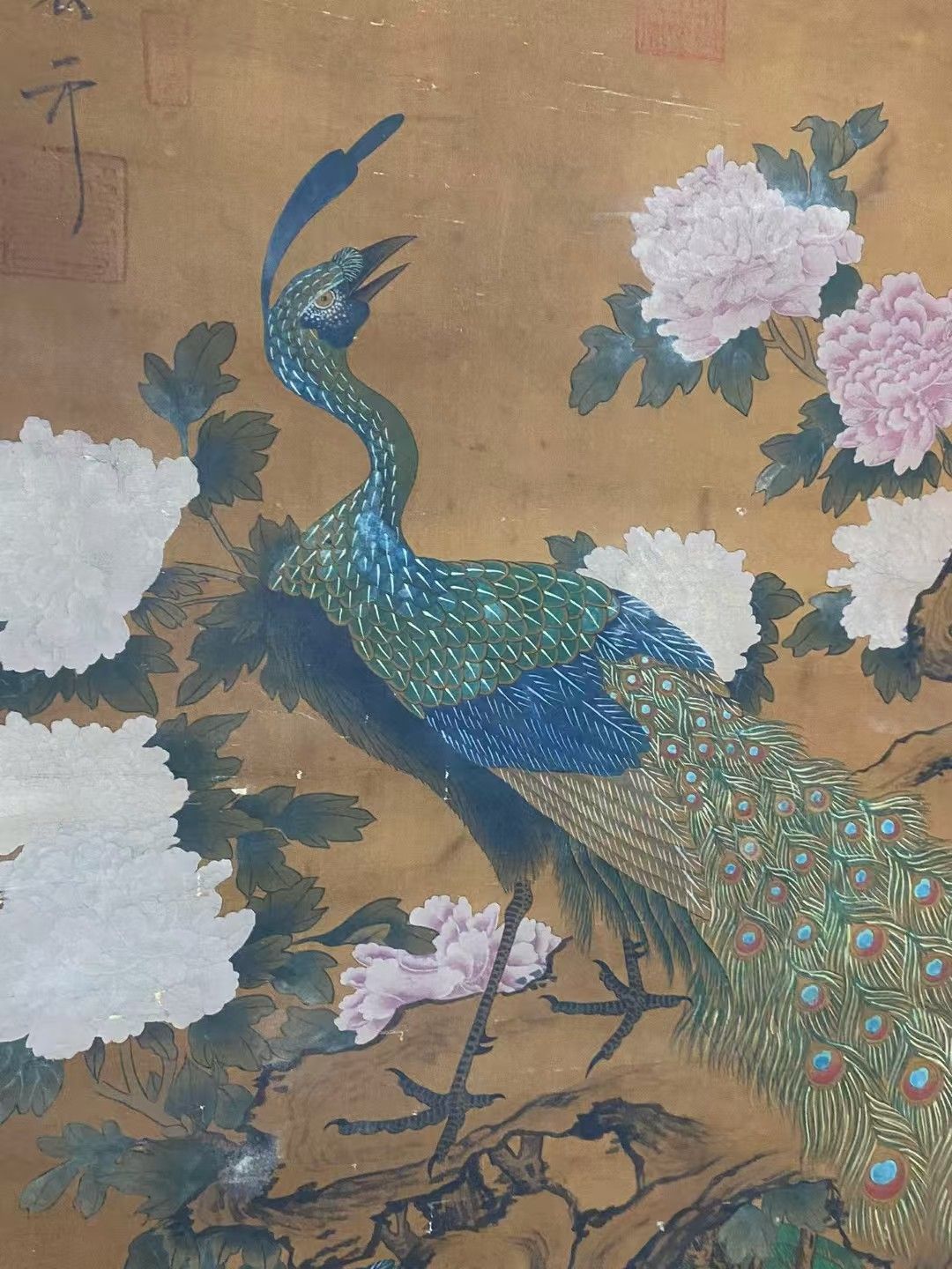 中国古美術・純手描き花卉図三尺画芯・水墨彩色画・呉昌碩印款・書道品・宣紙・带水印 中国古美術・純手描き花卉図三尺画芯・水墨彩色画・呉昌碩印款