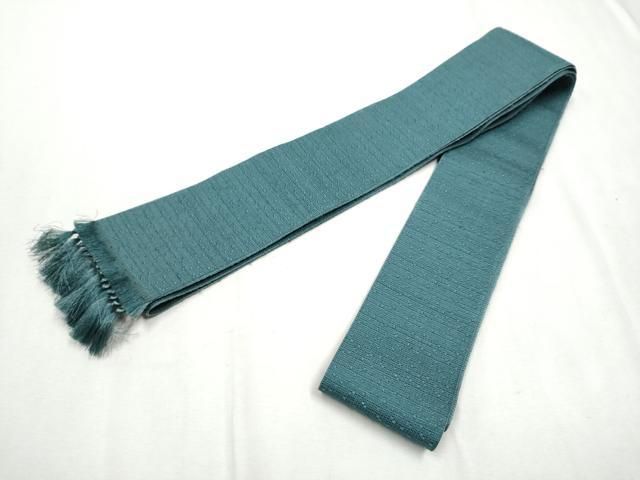 平和屋着物●男性 両面 角帯 高麗納戸×革色 正絹 CAAX1542hy