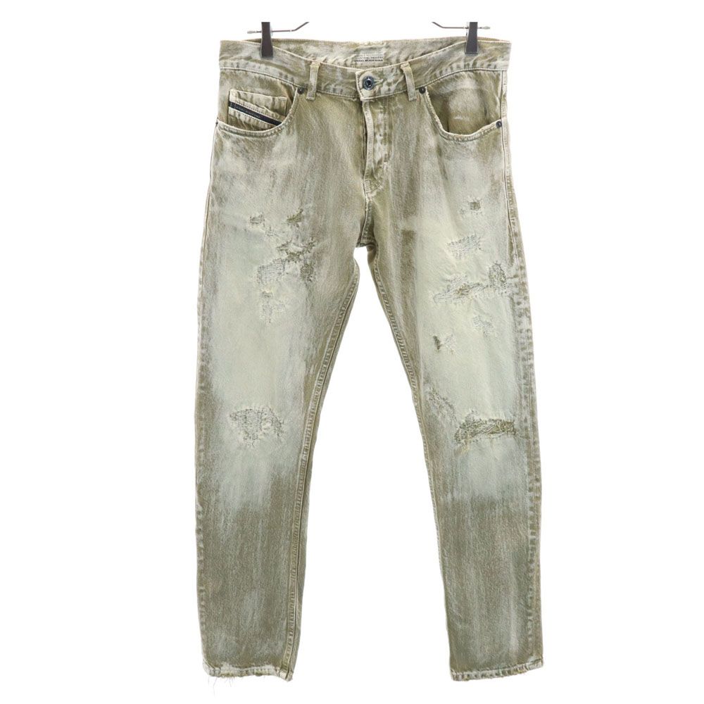 ディーゼルブラックゴールド イタリア製 リペア加工 デニムパンツ W30 ブラウン系 DIESEL BLACK GOLD ジーンズ ボタンフライ メンズ