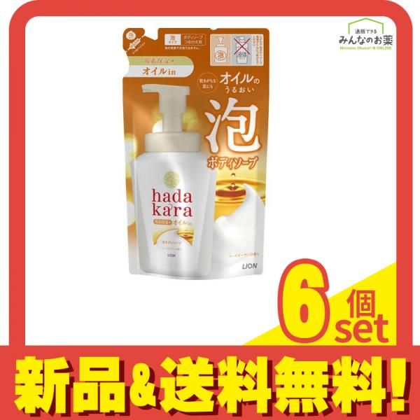 hadakara(ハダカラ)ボディソープ 泡で出てくるオイルインタイプ ローズガーデンの香り 420mL (詰め替え用) 6個セット まとめ売り