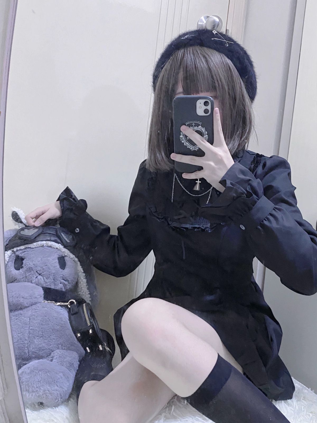 ? ブラック姫系セットアップ レース襟リボンワンピース? 2色展開? 豪華5点セット?