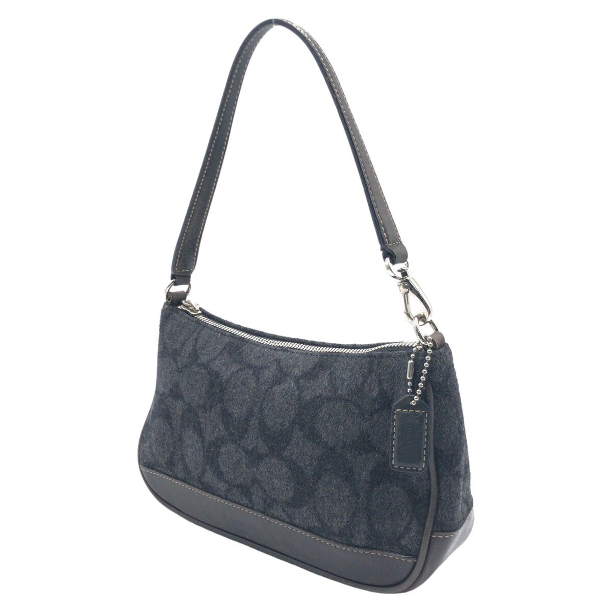 COACH コーチ シグネチャー グレー ブラック 黒 ウール 7720 