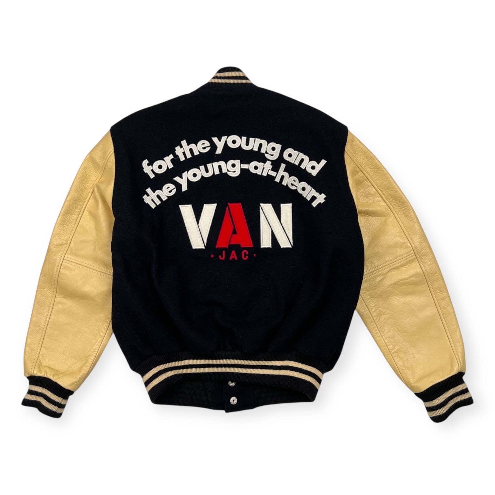 美品/希少✨VAN JACKET スタジャン　袖レザー　ワッペン　ネイビー　 M 美品/希少✨VAN JACKET スタジャン 袖レザー ワッペン ネイビー M