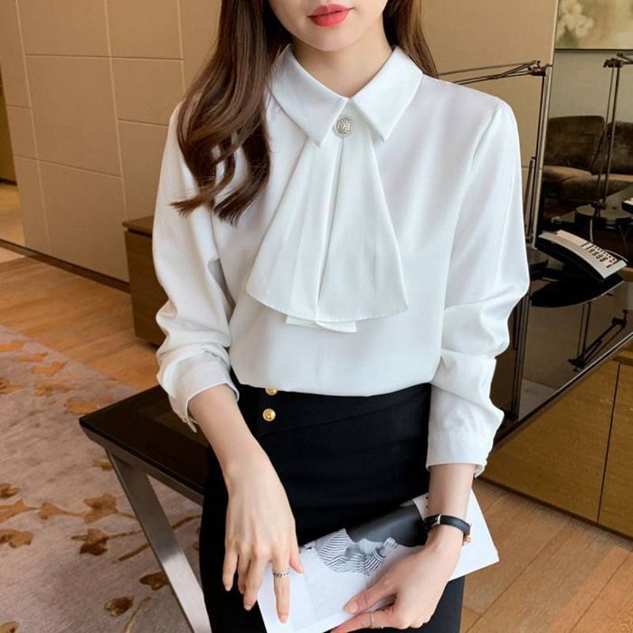 シャツ ブラウス レディース トップス 春夏 オシャレ ゆったり 長袖 カジュアルシャツ 仕事 OL ホワイト 通勤 ブラウス シャツ レディース トップス 春 ゆったり 秋 長袖 大人