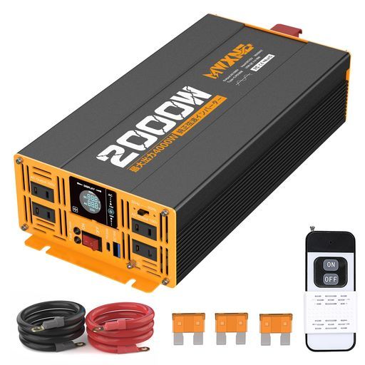 MWXNEインバーター正弦波12v100v2000w最大4000WDC12V直流をAC100V交流に変換PD30WQC3.0急速充電50|60Hz切替 ワイヤレスリモコン付き地震|停電|車中泊|キャンプ|船|RVキャンピングカー