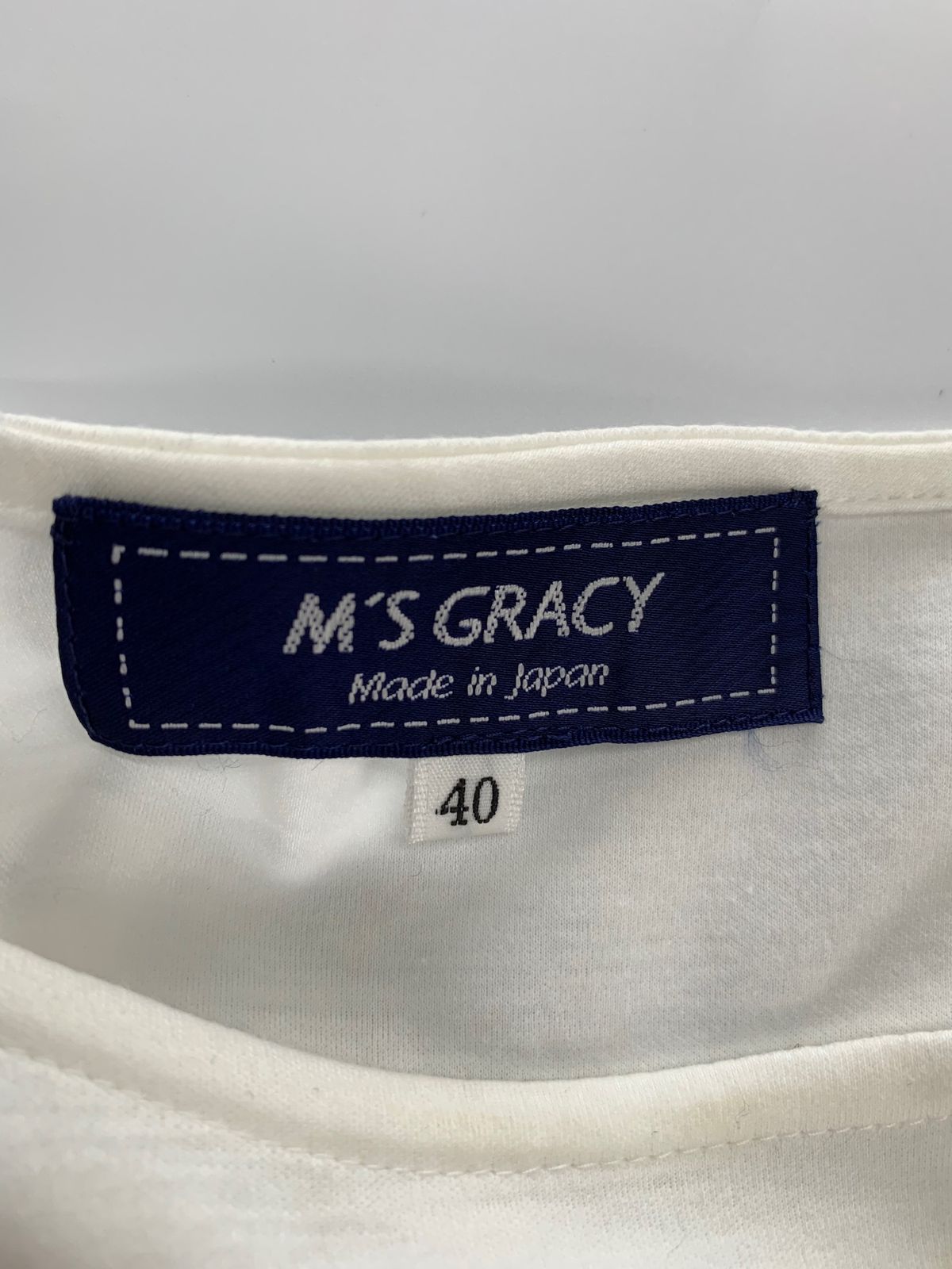 エムズグレイシー M'S GRACY 22年 Tシャツ カットソー 長袖 プリント パンプス柄 リボン コットン 40 白 ホワイト YB-215501 M'S GRACY - M'S GRACY(エムズグレイシー) 長袖カットソー