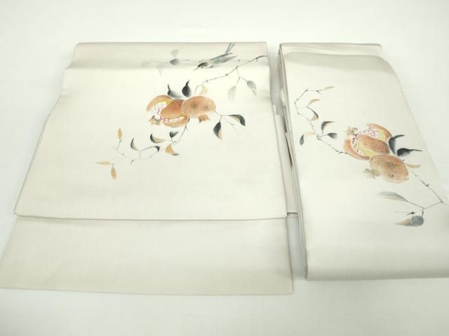 平和屋着物●塩瀬 つけ帯 手描き 休み鳥 成り物 正絹 DAAX4821ps