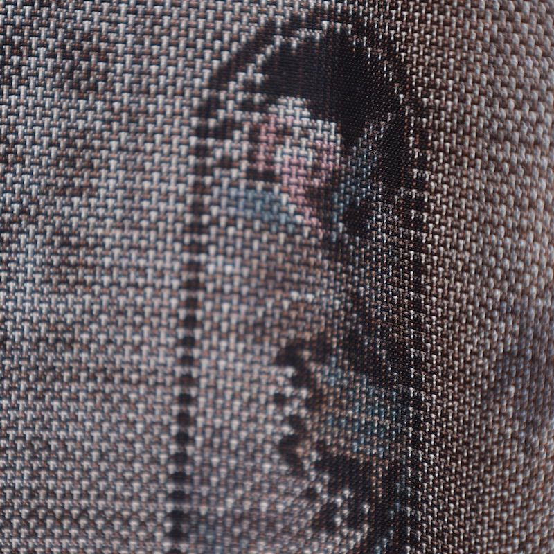 本場大島紬 茶 藍 黒 珊瑚色 花 九マルキ T688 