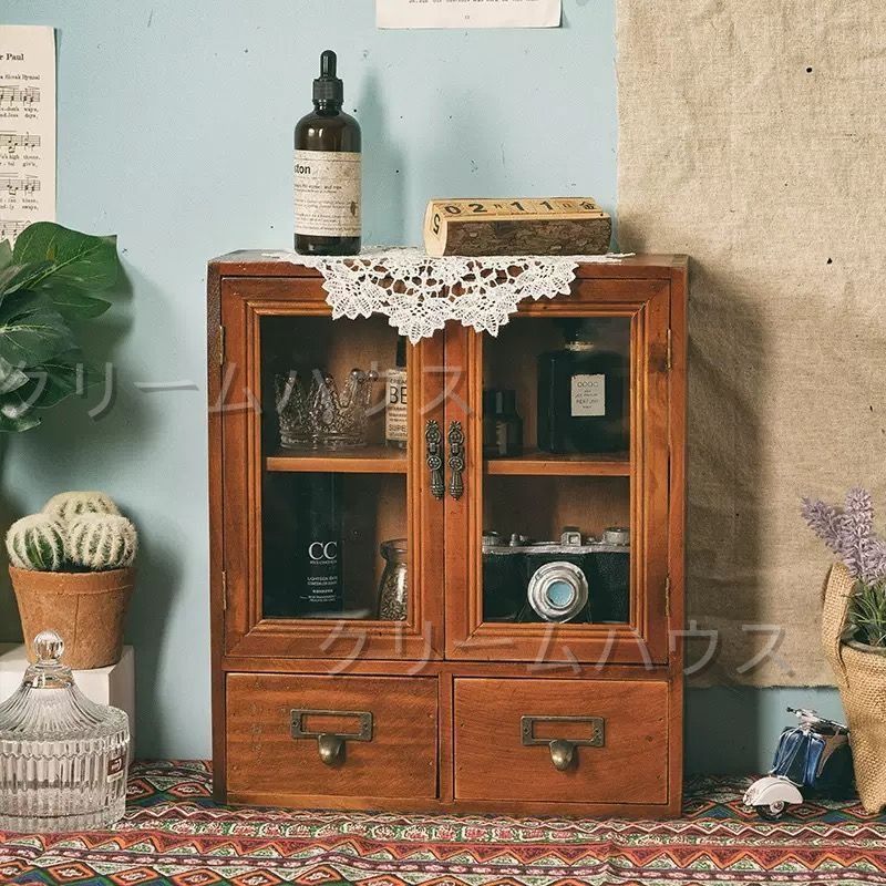 g*e様 アンティーク チェスト 棚 棚板取り外し可能 レトロ アンティークチェスト 木製収納棚 キャビネット ヴィンテージ調