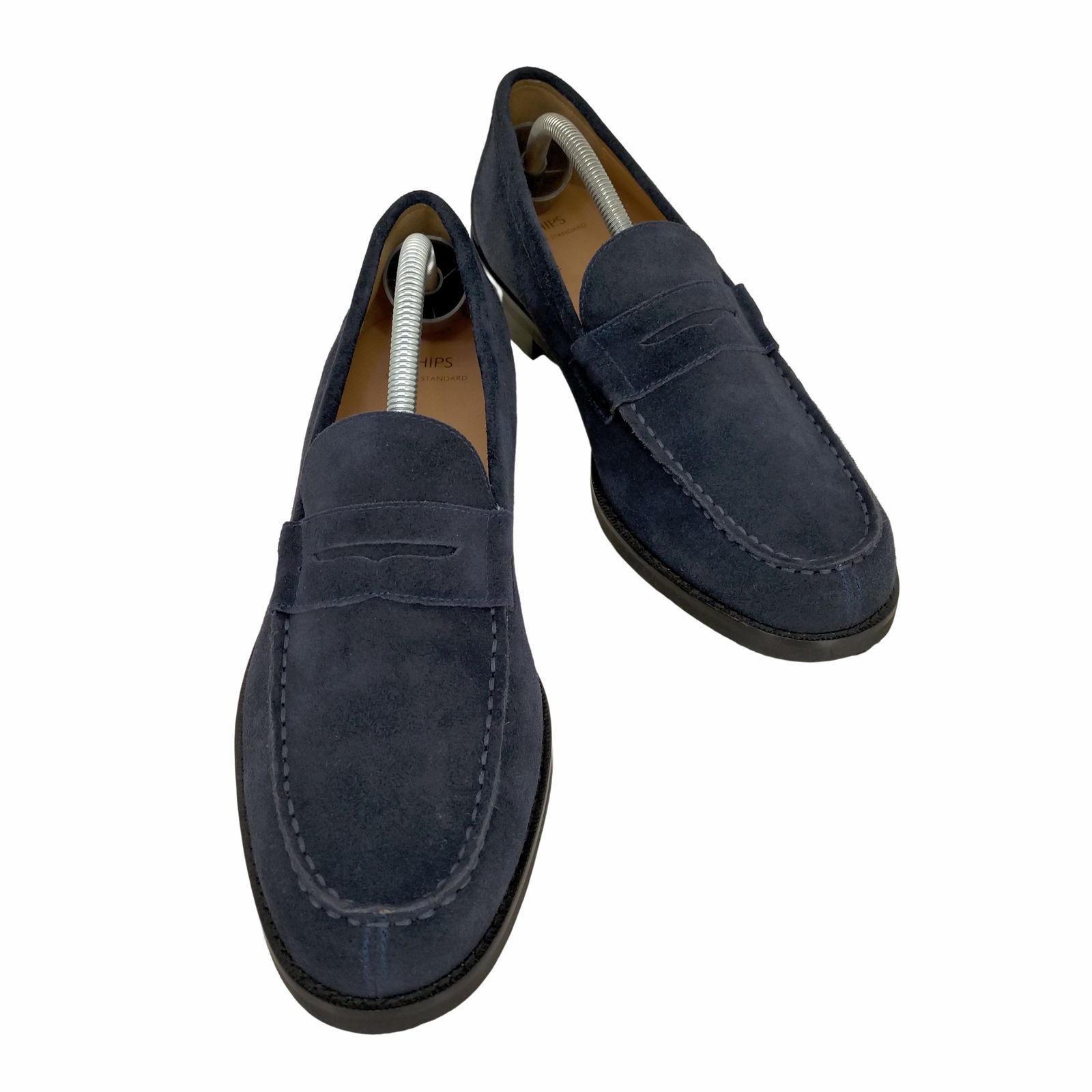 SHIPS スエード コインローファー ネイビー