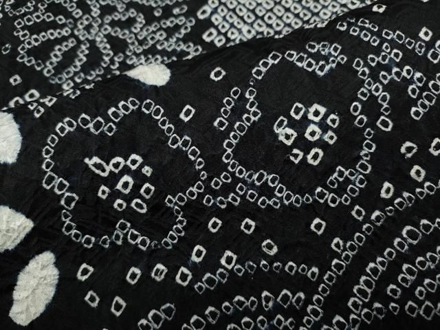 平和屋着物●訪問着　総絞り　御所車花文　黒地　正絹　逸品　CAAY4947ut 平和屋着物○訪問着 総絞り 御所車花文 黒地 正絹 逸品 CAAY4947ut 平和