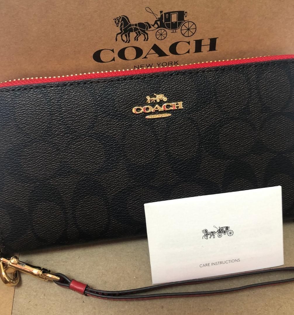 COACH コーチ 新品 長財布 茶 黒 赤 レディース 小物 財布 113-