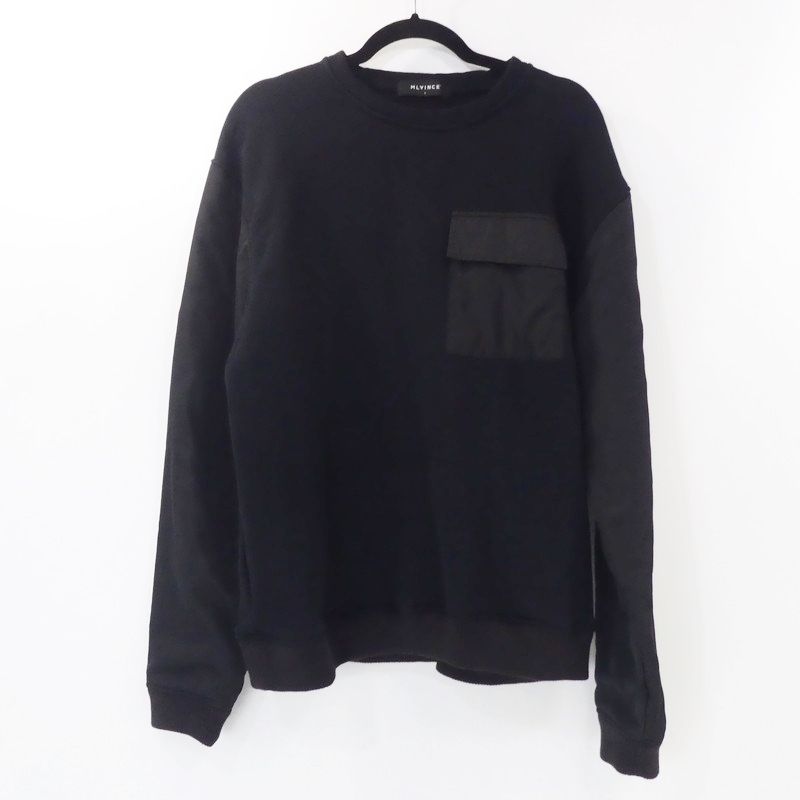 姫路東店 MLVINCE スウェット BOMBER SLEEVE CREW ブラック サイズ L 102
