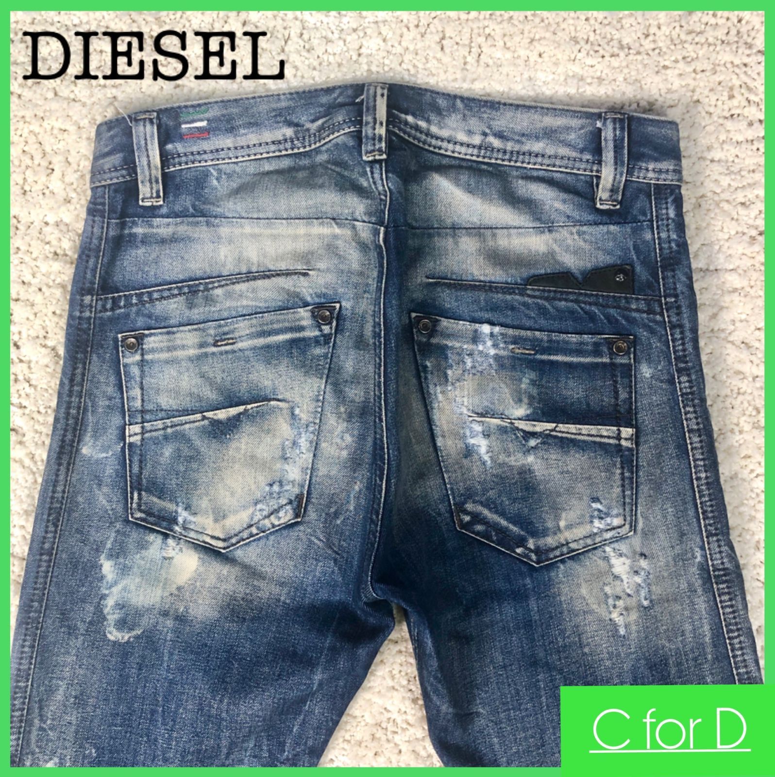 ☆DIESEL☆W28 ディーゼル DARRON レギュラー スリム テーパード ボタンフライ メンズ 青色 ブルー ジーンズ デニム ジーパン  パンツ - メルカリ