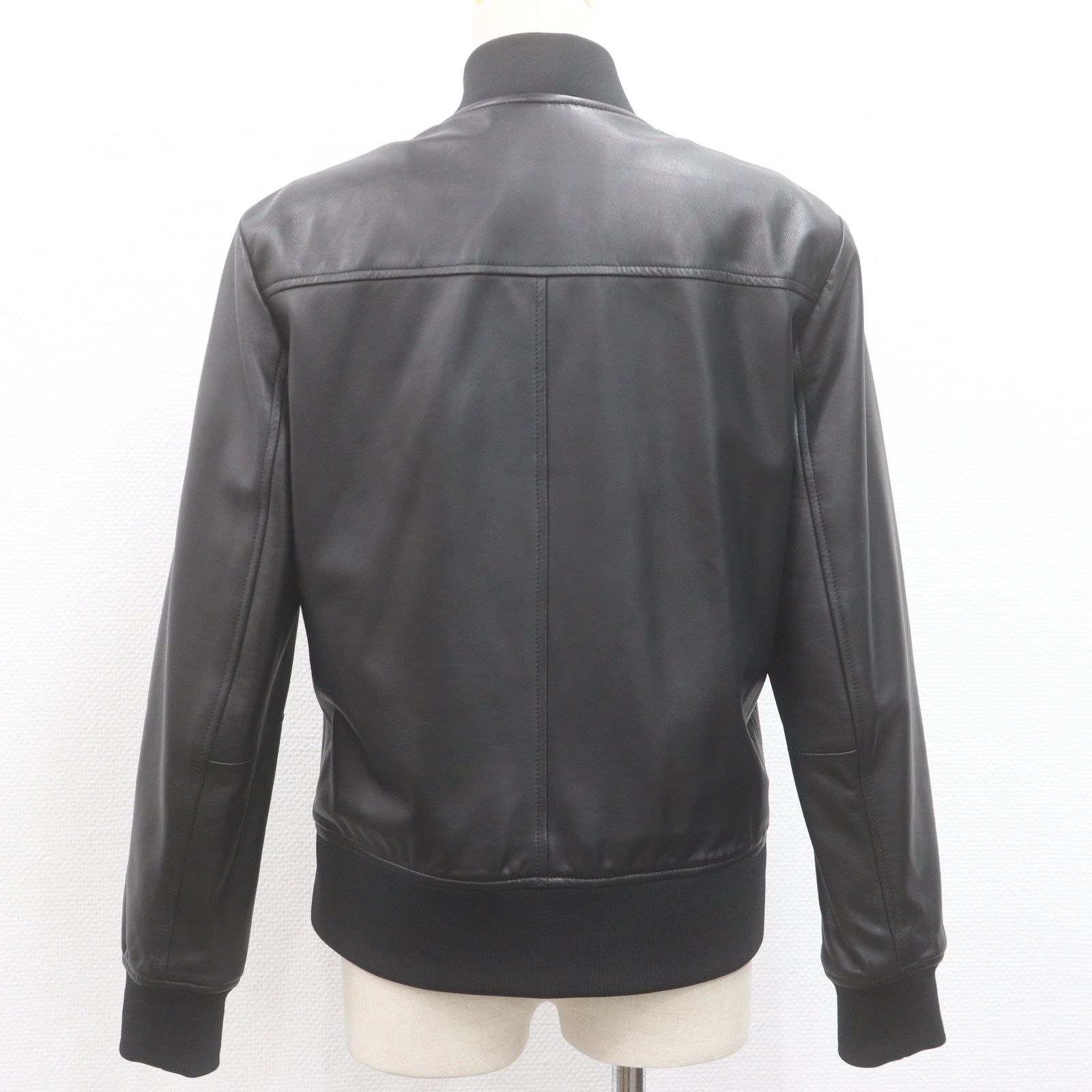ブラックバレット　バイ　ニールバレット 　レザー　黒　ライダース Neil Barrett (ニールバレット) Leather Front Sweatshirt Biker