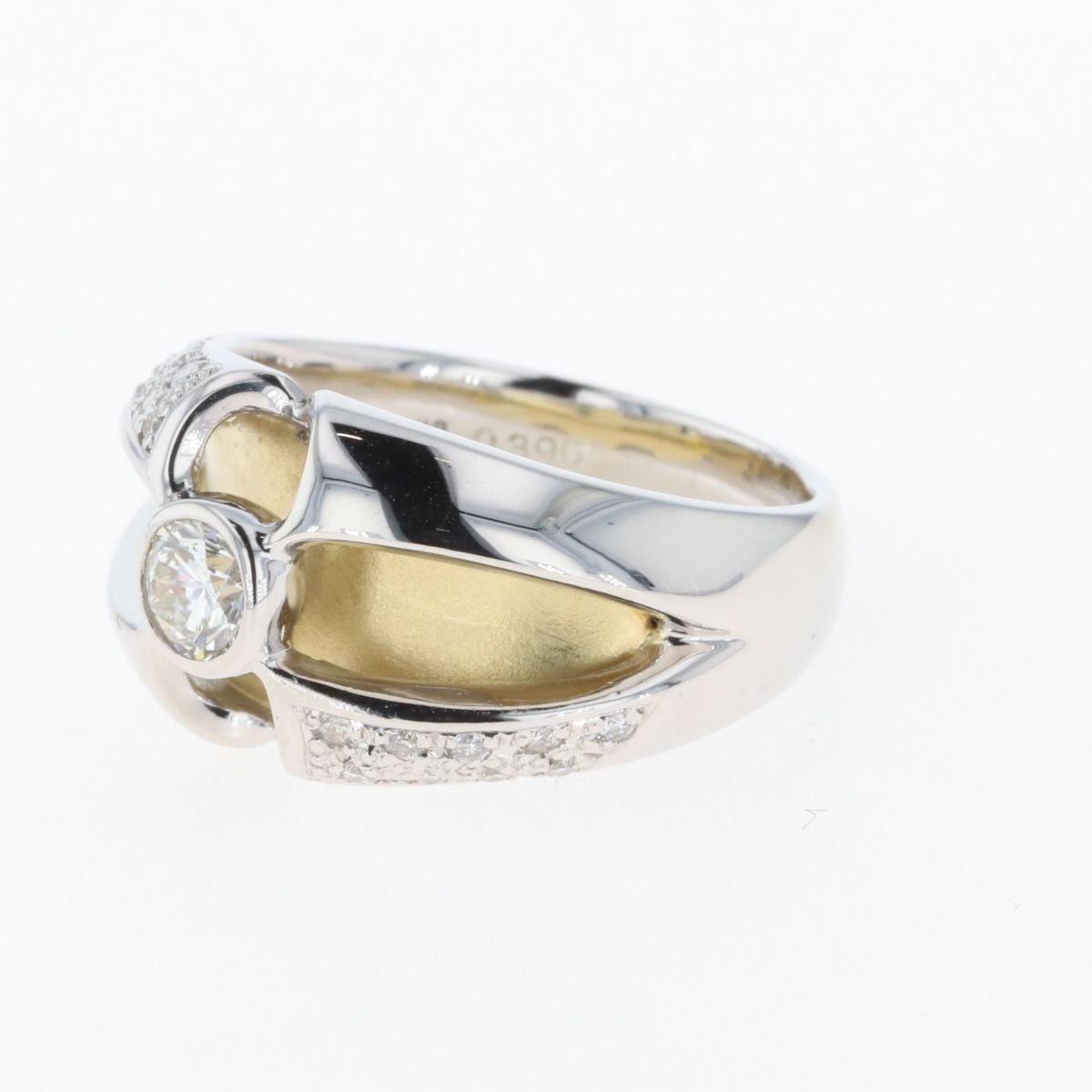 ダイヤモンド デザインリング K18 イエローゴールド プラチナ 指輪 