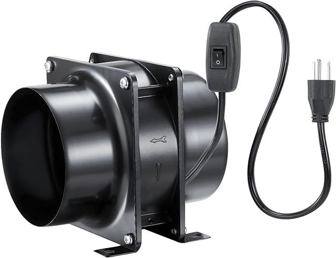 【超激得，新作登場】 【在庫処分】ダクトファン 100mm 換気扇 軸流ファン ダクト用 抽出 中間取付 スイッチ付き 100-120V対応 塗装ブース用換気扇 栽培テントの排気用 ホワイト 応募券
