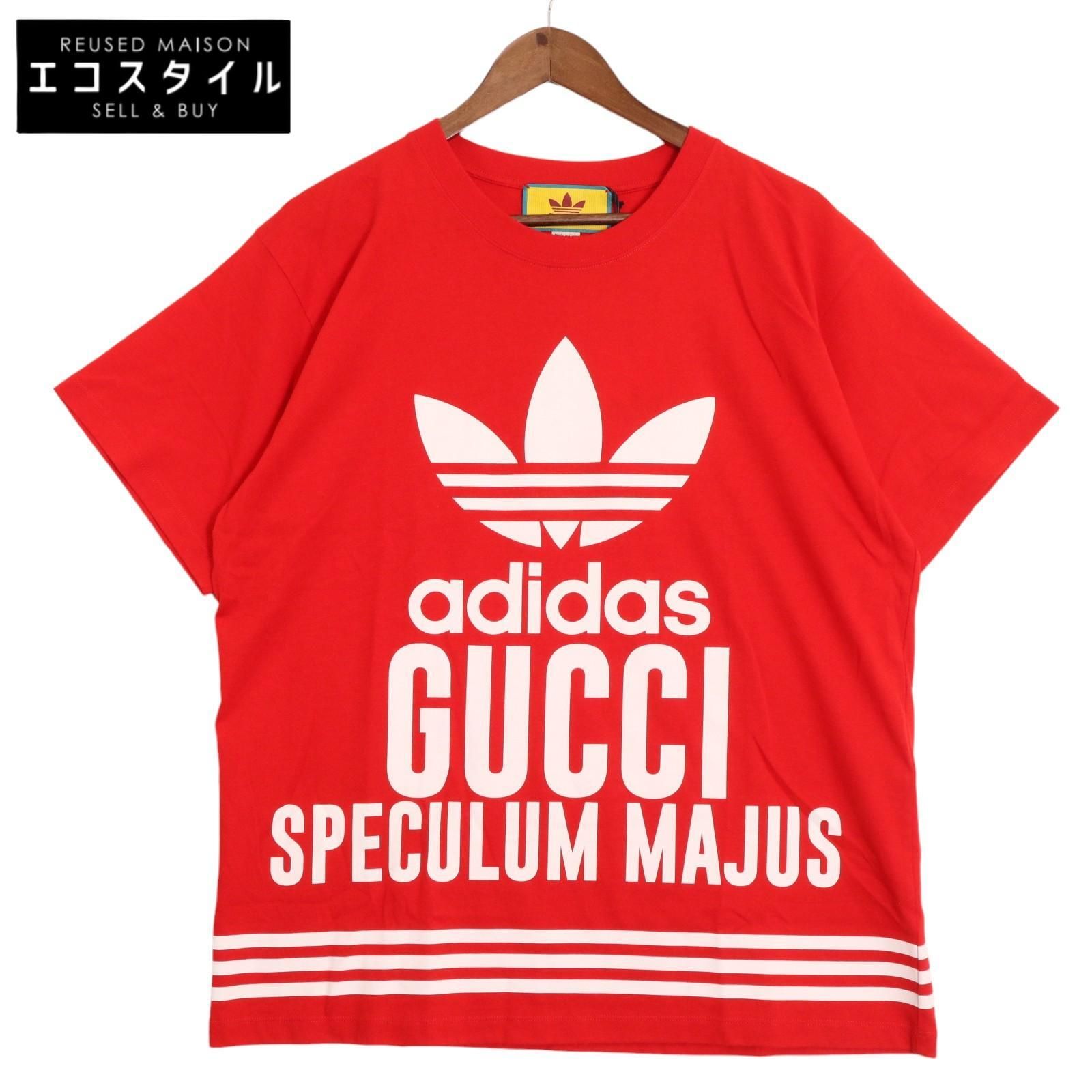 GUCCI グッチ 616036 ×ｱﾃﾞｨﾀﾞｽ ﾚｯﾄﾞ ﾄﾚｲﾌｫﾙ ﾛｺﾞﾌﾟﾘﾝﾄ Tｼｬﾂ XS - メルカリ