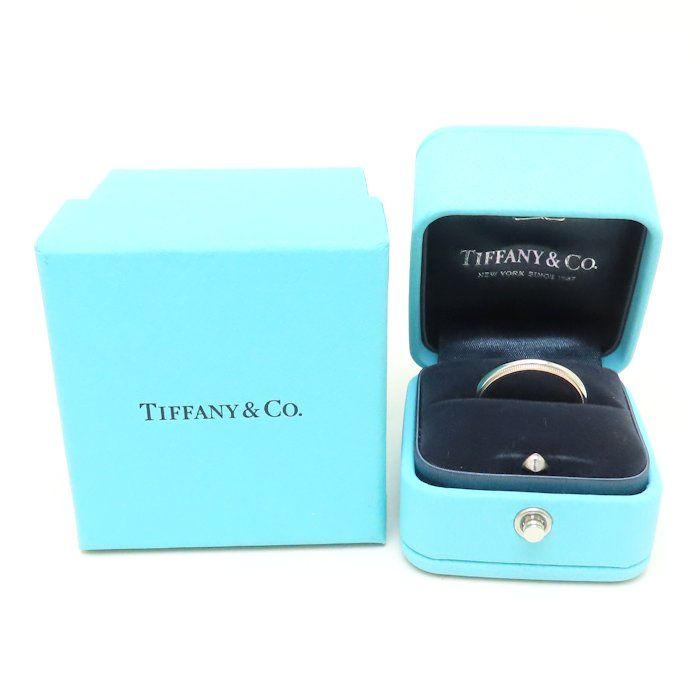 お値下げ　極美品　Tiffanyティファニー　指輪リングミルグレイン Pt950 TIFFANY&Co. ティファニー ミルグレイン リング・指輪 K18