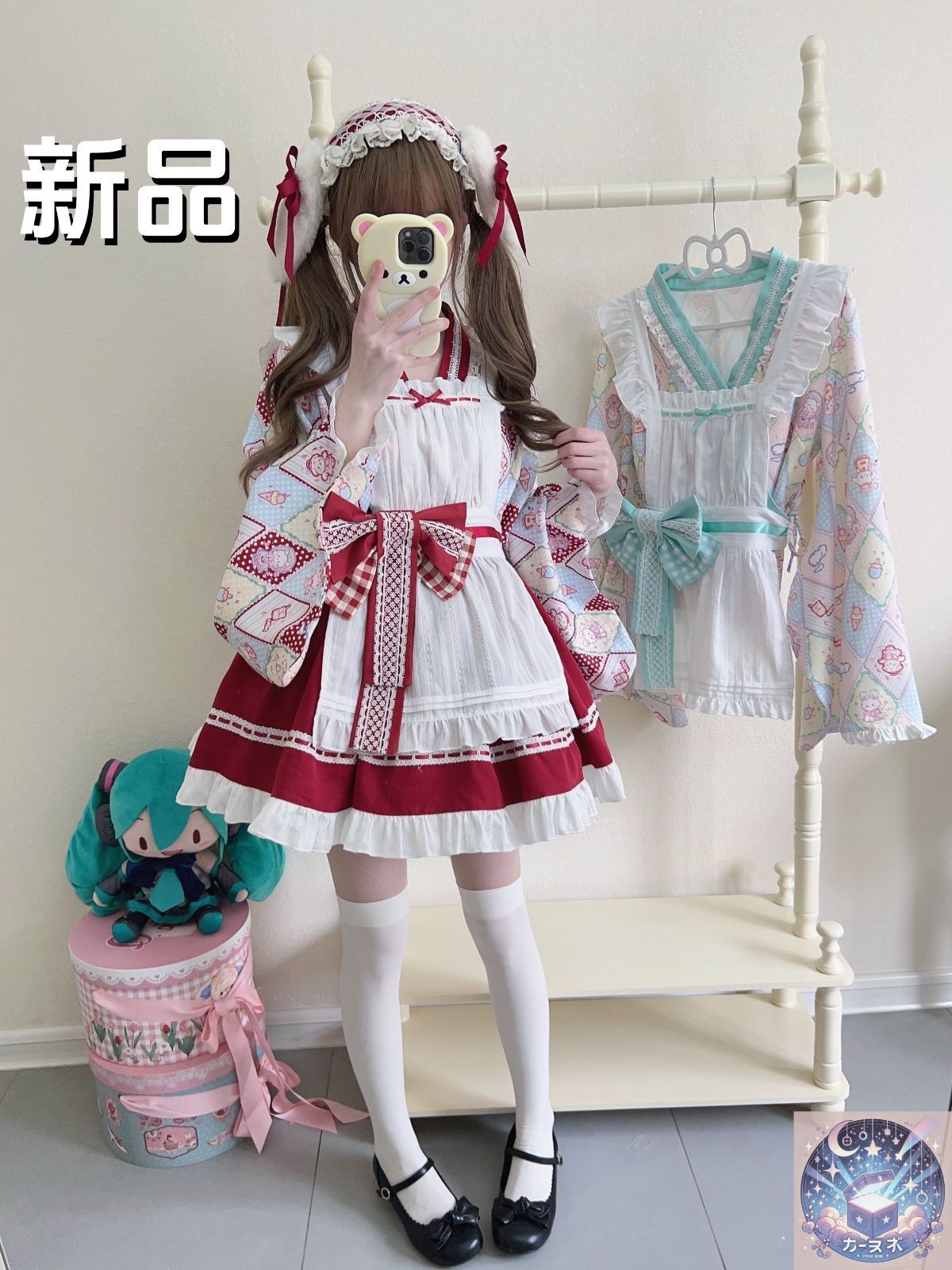 新品未使用】ブルー 和風ロリータ洋装セット Lolita 甘ロリ かわいい 