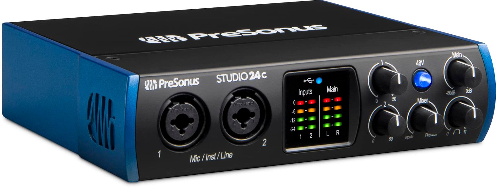 PreSonus Studio 24c オーディオ|MIDIインターフェース 24Bit 192kHz 2入出力USB-C互換 Studio One Artistバンドル 2ch入力 x 2ch出力